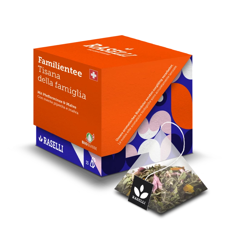 Tisana della famiglia bio con menta e malva